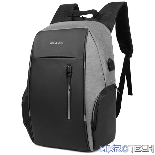 LB210 15" PU + Nylon Laptop Backpack with USB - Grey - Image 2